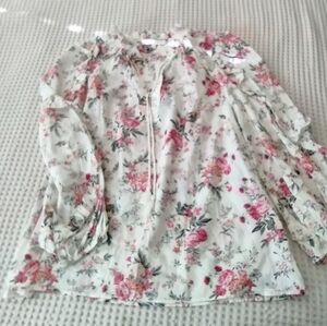 *NEW! OLIVIACEOUS LONG SLEEVE FLORAL TIERED RUFFLED BOHEMIAN TOP SIZE SMALL